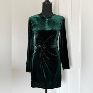 B Darlin Dark Green Velvet Long Sleeve Dress